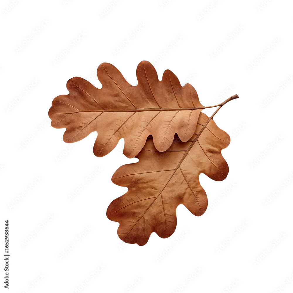Obraz premium Autumnal oak leaves embracing the transition with a refined bronze hue isolated against transparency