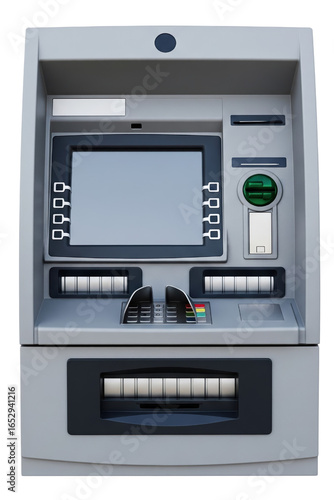 Generic gray automated teller machine for financial transactions isolated on a transparent background