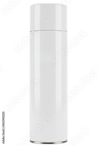 Blank white aerosol spray can for product mockup presentation isolated on a transparent background