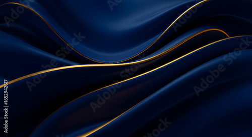 Wallpaper Mural Abstract design of deep blue fabric with golden lines flowing in elegant curves. Torontodigital.ca