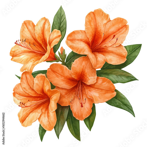 Azalea Flower, watercolor clipart vector, isolated on a white background.