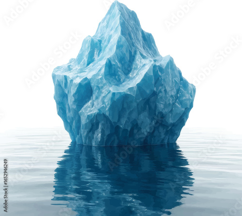 3D Realistic Glossy Iceberg on transparent Background