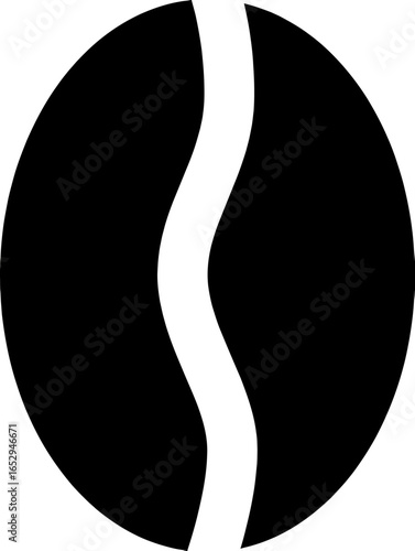 Vector art of black silhouette of a coffee bean, a symbol of the popular beverage and its rich aroma, isolated on a white background