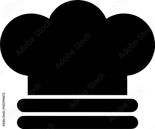 Vector art of black silhouette of a chefs hat, a traditional symbol of culinary expertise and professionalism in the food industry, isolated on a white background