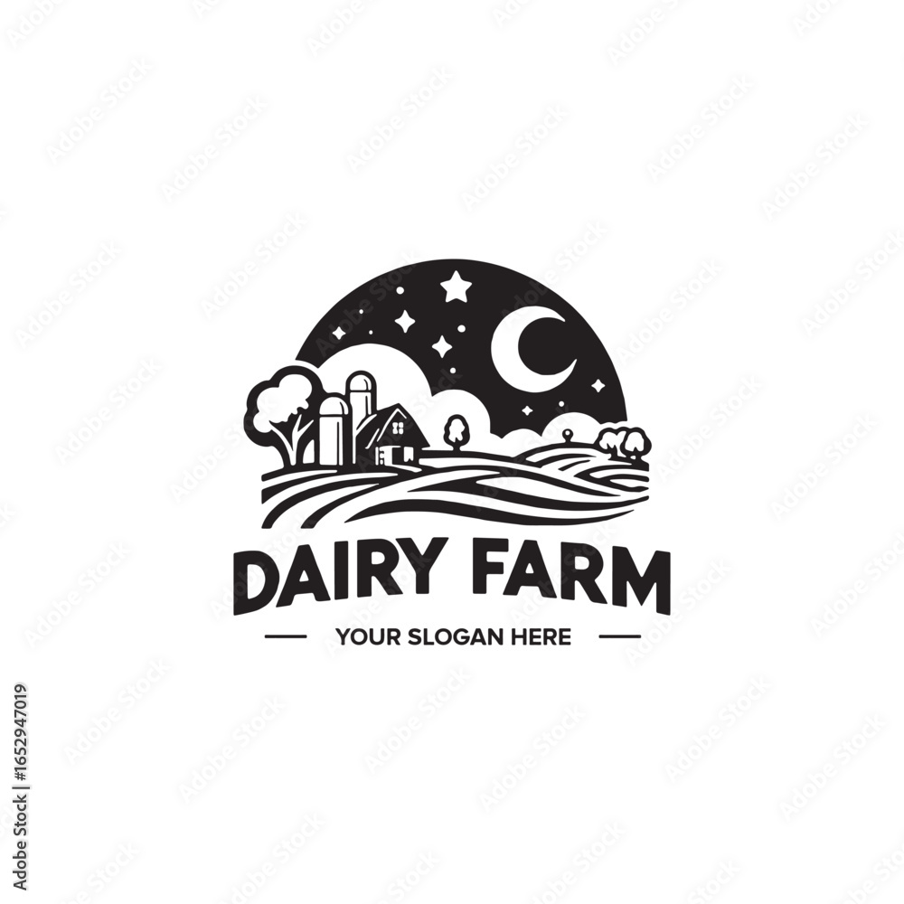 Fototapeta premium Silhouette dairy farm logo shape