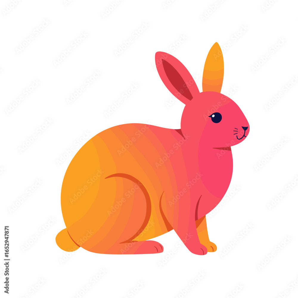Obraz premium Colorful cartoon rabbit in vibrant pink and orange tones 