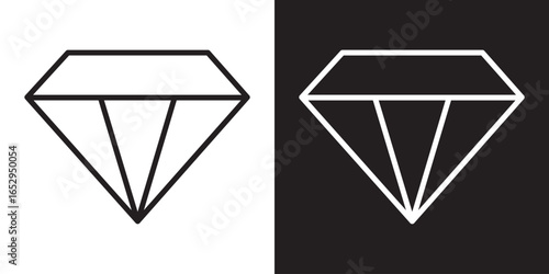 Diamond icon line art, vector set. Minimalistic diamonds vector illustration icons set. Variant diamond icon in flat outline and editable stroke line art. Diamond icon for games and website. 