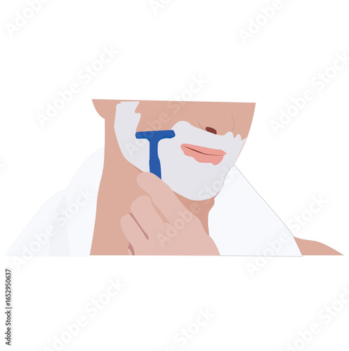 men shave their beards.man who cares about shaving marks of bearded man