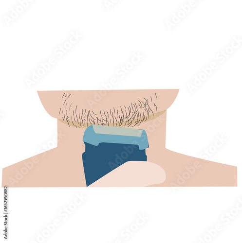 man shaving beard. man with shaving foam shaves his beard with razor,