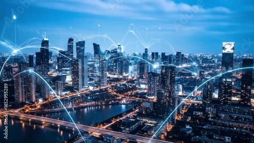 Wallpaper Mural Global City Network: Dynamic Connections at Night Torontodigital.ca