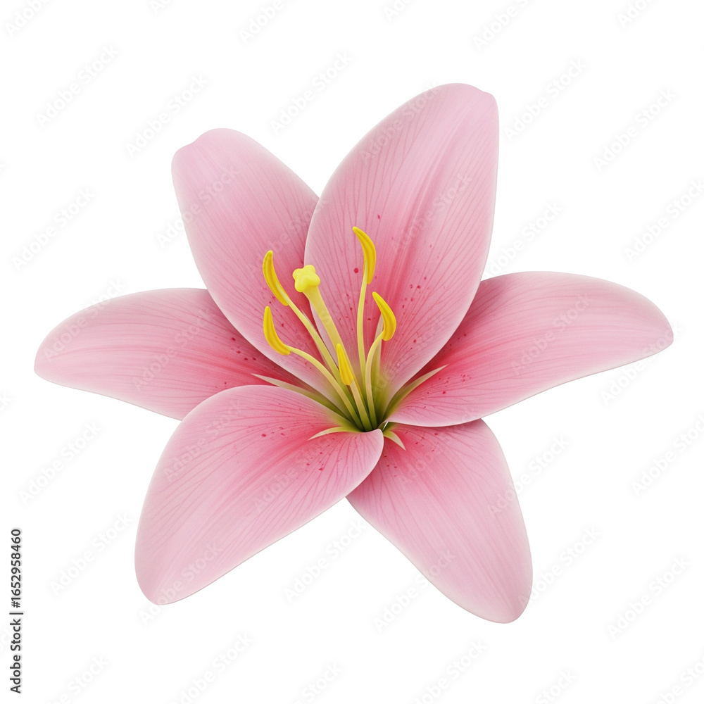Naklejka premium Close-Up of Pink Lily Flower with Yellow Stamens