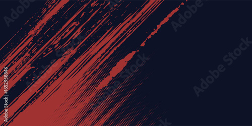 Red halftone dots blue color pattern gradient grunge texture background. Dot pop art comic sport style sport background modern arts