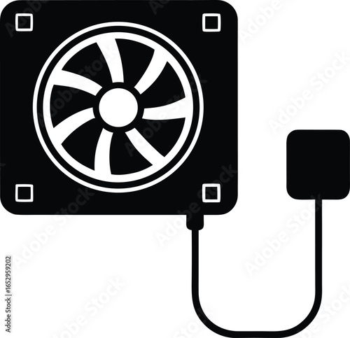Minimal Fan Silhouette Vector – Single Color Poultry Illustration