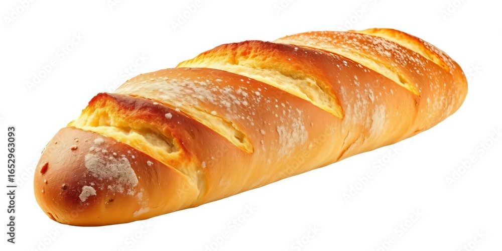 Golden-brown crusty French baguette, perfectly baked, isolated, crunchy, crispy Golden-brown crusty French baguette, perfectly baked, isolated, crunchy, crispy