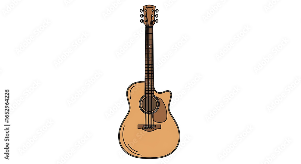 Naklejka premium Illustration of an acoustic guitar with brown color in a detailed and minimalist style great for