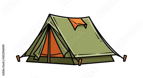Illustration of a classic A-frame tent for camping and outdoor adventures