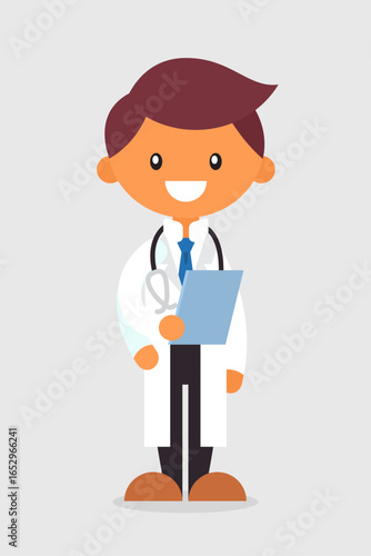 Cheerful Cartoon Doctor Illustration
