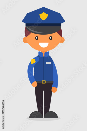 Cute Cartoon Police Officer Character Illustration
