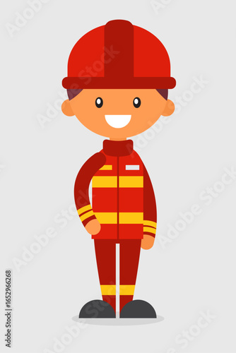 Cartoon Firefighter Character Illustration