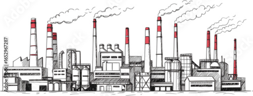 Industrial units black silhouette factories
