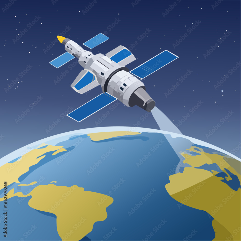 Obraz premium Satellite in Action, Space Environment, Illustrative Perspective