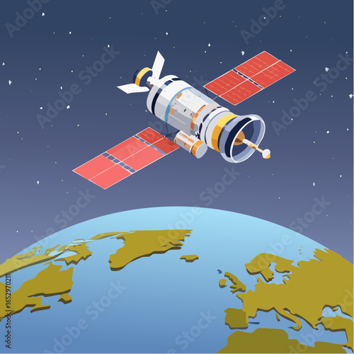 Launch of Space Station, Firefly Concept Above Earth, Digital Illustration, Outer Space Environment, Angled View, Sci-Fi Concept