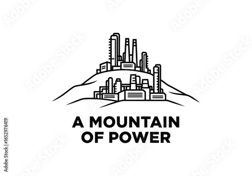 City skyline on a hill, a mountain of power