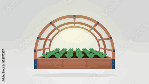 A beautifully designed wooden greenhouse filled with fresh vegetables, symbolizing sustainability, gardening, and health, showcasing nature's bounty and nurturing.