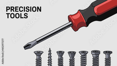 Essential precision tools displayed with various types of screws, perfect for assembly tasks, highlighting the importance of craftsmanship and quality in tool selection.