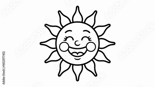 A bright and cheerful cartoon sun with a smiley face and playful rays, symbolizing warmth, happiness, and positivity that can brighten anyone's day.