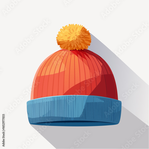 Icône flat de bonnet à pompon coloré