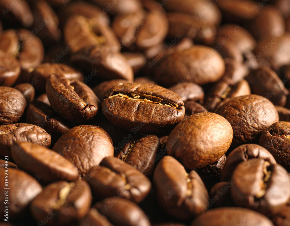 Fototapeta premium Coffee Beans Macro Texture – Background Concept