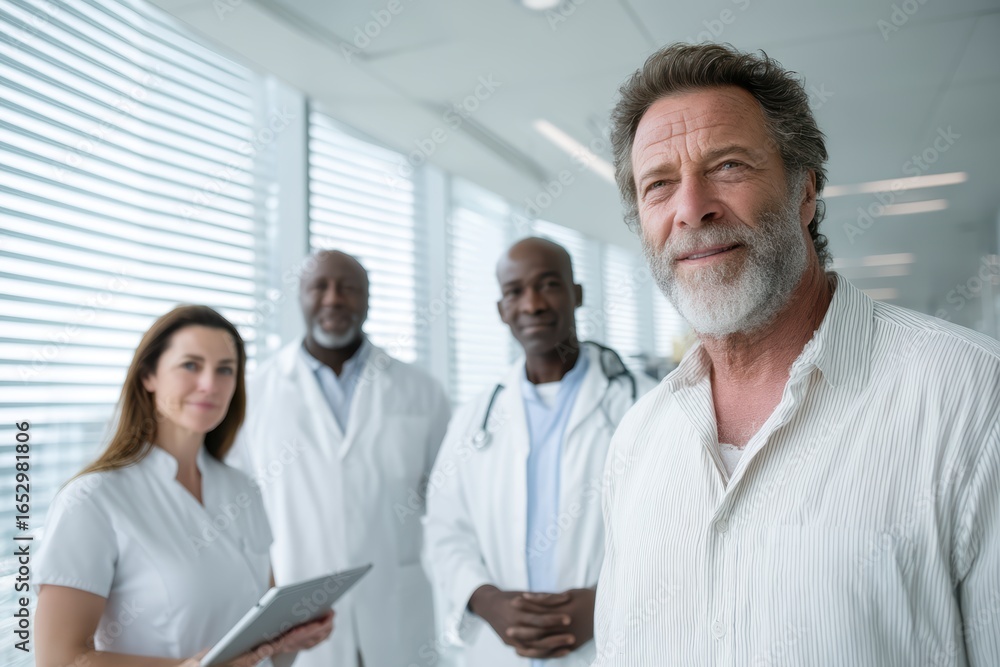 Fototapeta premium A Diverse and Skilled Medical Team is Collaborating Effectively in a Modern Healthcare Facility