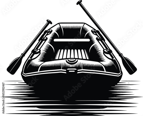 Inflatable paddle lifeboat vector illustration isolated on a white background
