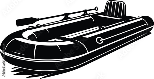 Inflatable paddle lifeboat vector illustration isolated on a white background