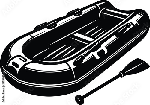 Inflatable paddle lifeboat vector illustration isolated on a white background