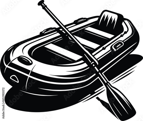 Inflatable paddle lifeboat vector illustration isolated on a white background