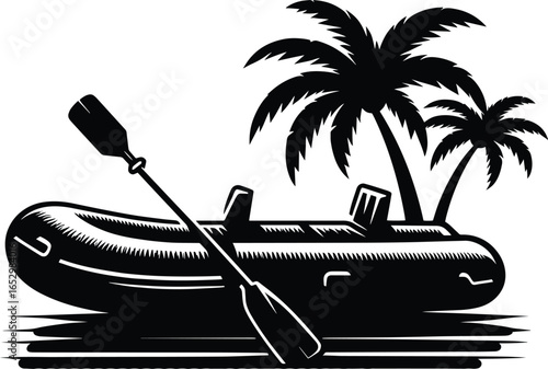 Inflatable paddle lifeboat vector illustration isolated on a white background