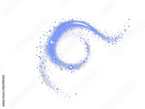 Swirling magical light trail with sparkling particles and a shiny, curved shape. A beautiful light effect element for your ethereal and fantasy designs.
