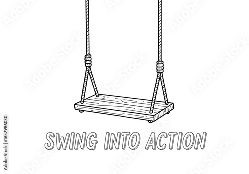 Swing into action isolated on white background
