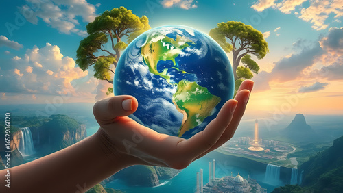 Sustainable Future, Eco Friendly Lifestyle and Renewable Energy for Saving the Planet