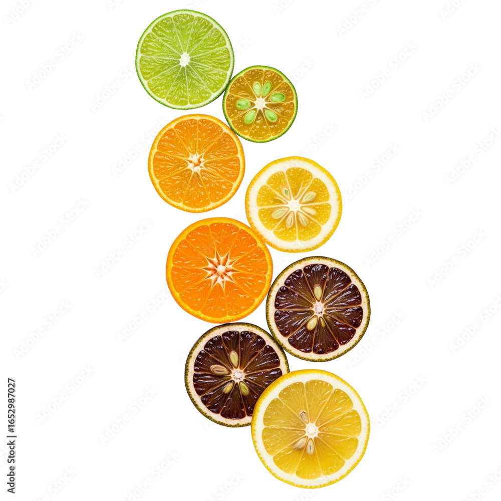 Obraz premium Assortment of dried citrus slices on a light background