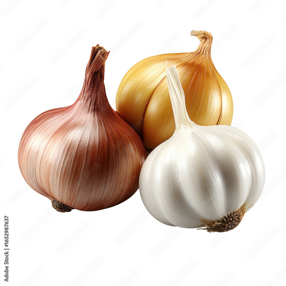 Obraz premium garlic and onion Isolated on white and transparent background.png Actions: