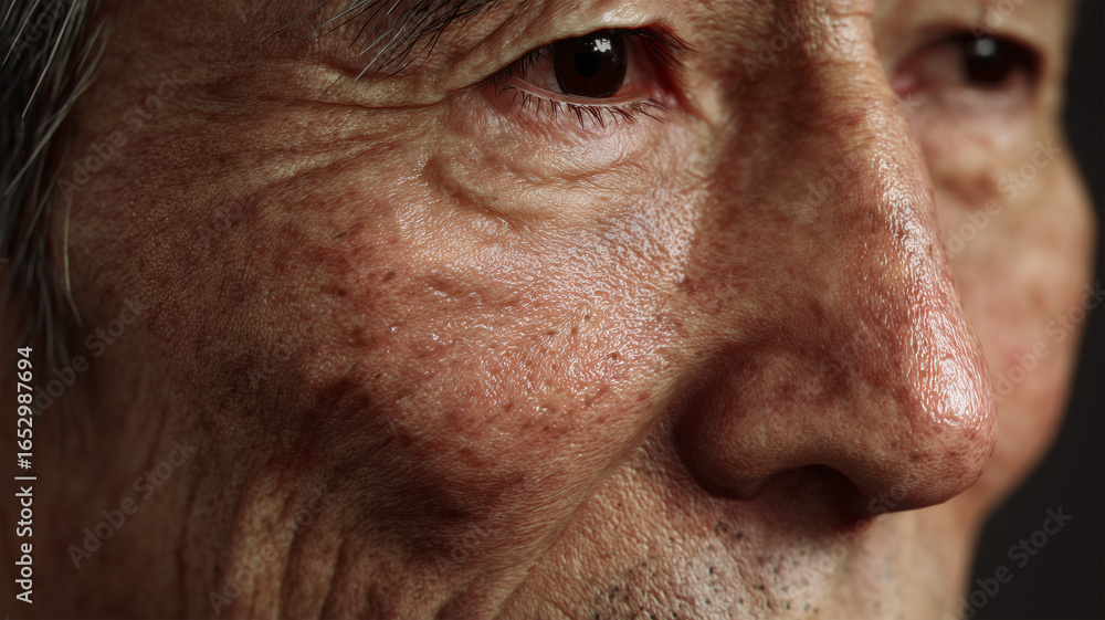 Obraz premium 日本人高齢男性の顔のクローズアップ