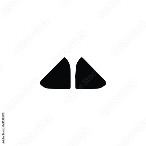 Two black triangular shapes, likely vehicle interior trim pieces, displayed against a white background.
