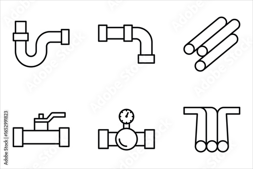 water pipe icon set, vector illustration on white background
