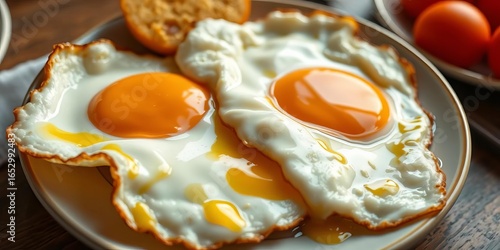 Wallpaper Mural Golden fried eggs, runny yolks, sunny side up, home-style breakfast,  white,  appetizing Torontodigital.ca