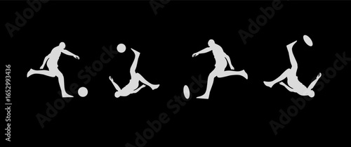 Silhouette of a soccer player, best moves of a soccer player
