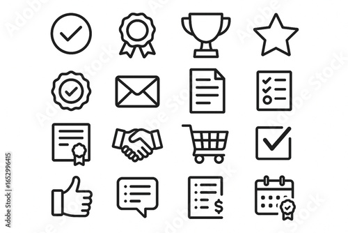 Black and White Business and Office Icon Set