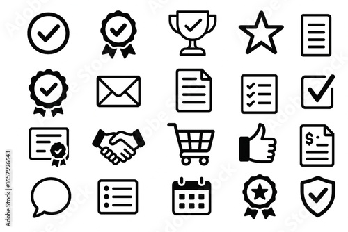 Black and White Business and Office Icon Set